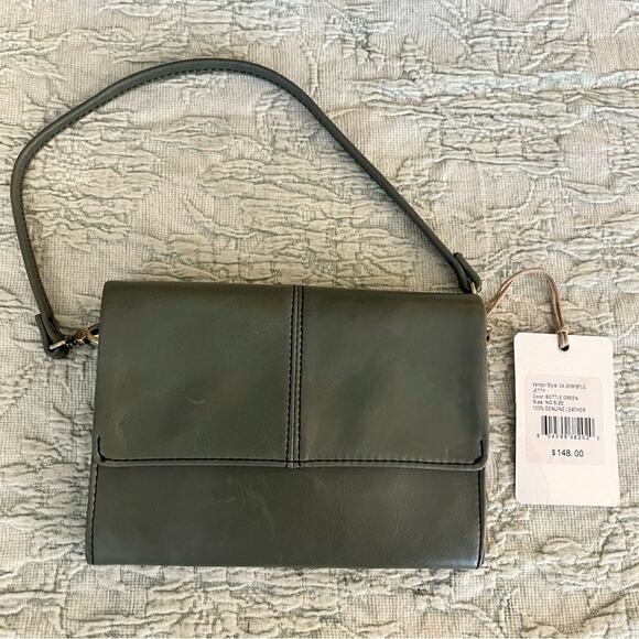 HOBO Jetty Leather Convertible Wallet Clutch Wristlet Bag Bottle Green - Picture 14 of 14